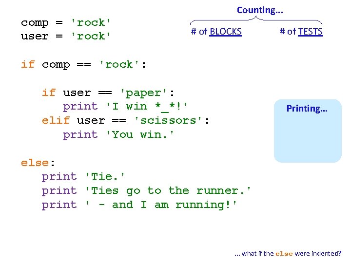 Counting. . . comp = 'rock' user = 'rock' # of BLOCKS # of