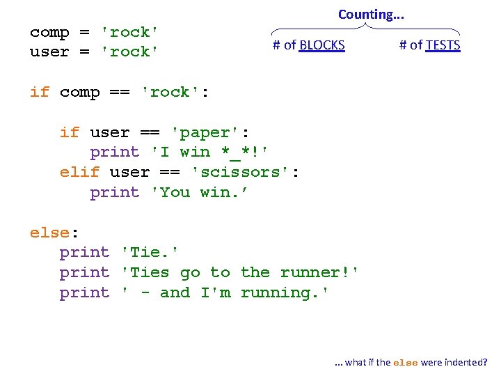 Counting. . . comp = 'rock' user = 'rock' # of BLOCKS # of