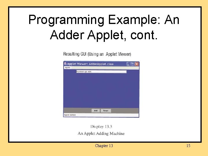 Programming Example: An Adder Applet, cont. Chapter 13 15 