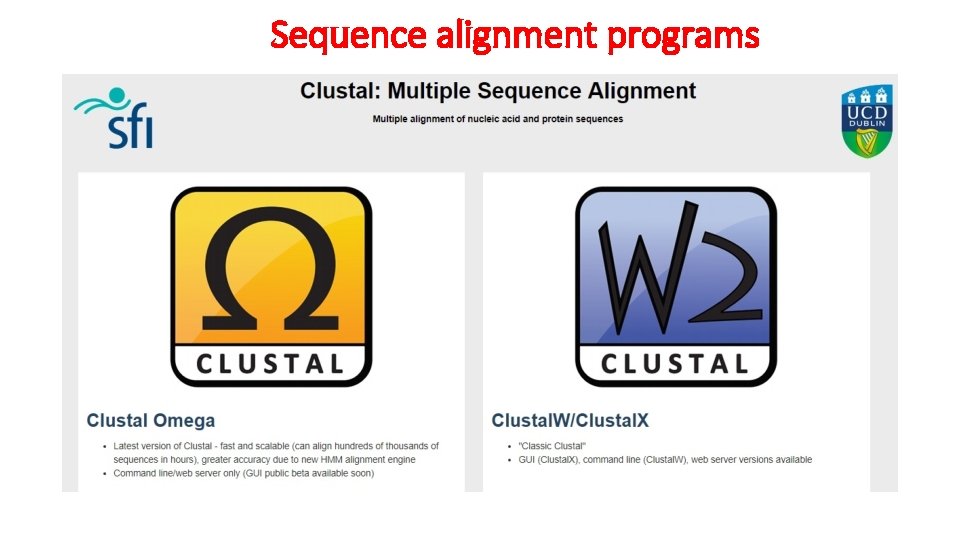 Sequence alignment programs 