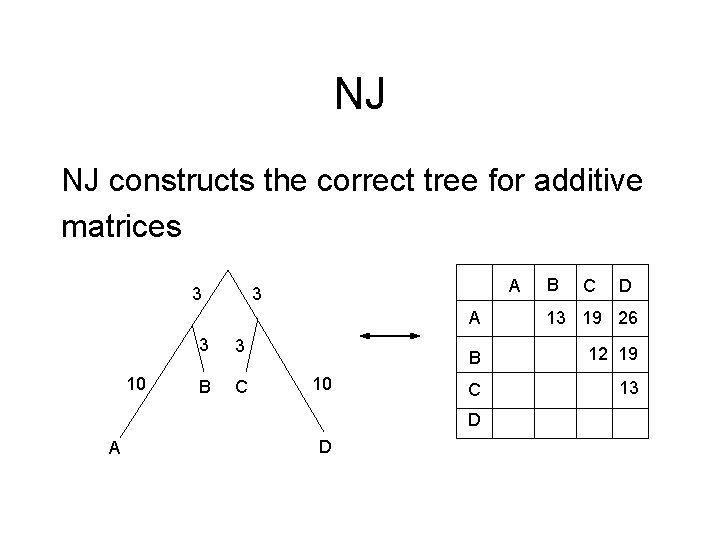 NJ NJ constructs the correct tree for additive matrices 3 10 A 3 3