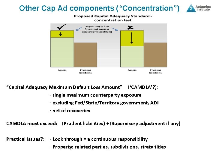 Other Cap Ad components (“Concentration”) “Capital Adequacy Maximum Default Loss Amount” (‘CAMDLA’? ): -