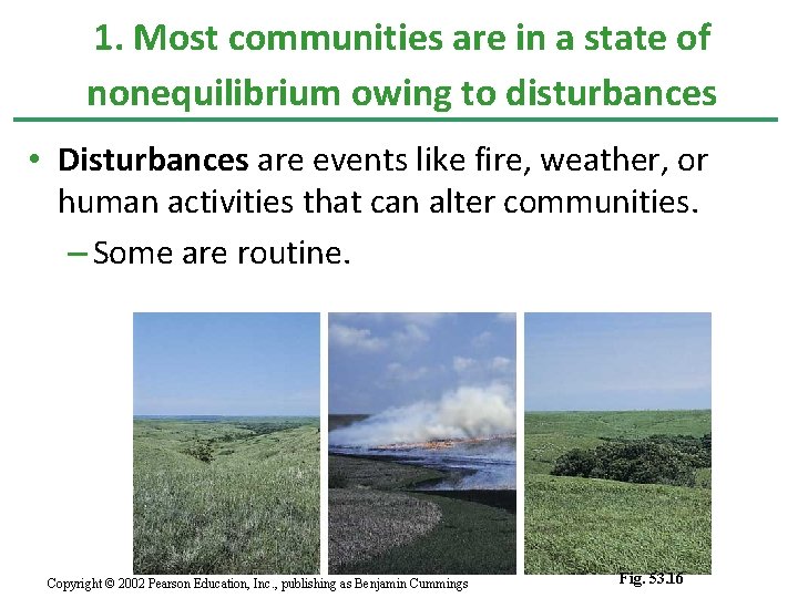 1. Most communities are in a state of nonequilibrium owing to disturbances • Disturbances