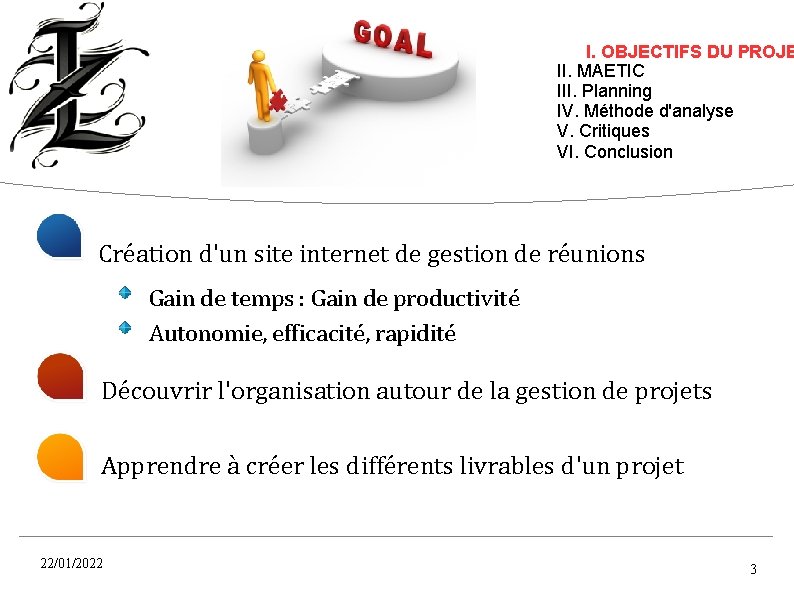 I. OBJECTIFS DU PROJE II. MAETIC III. Planning IV. Méthode d'analyse V. Critiques VI.