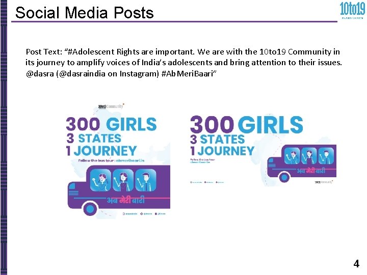 Social Media Posts Post Text: “#Adolescent Rights are important. We are with the 10