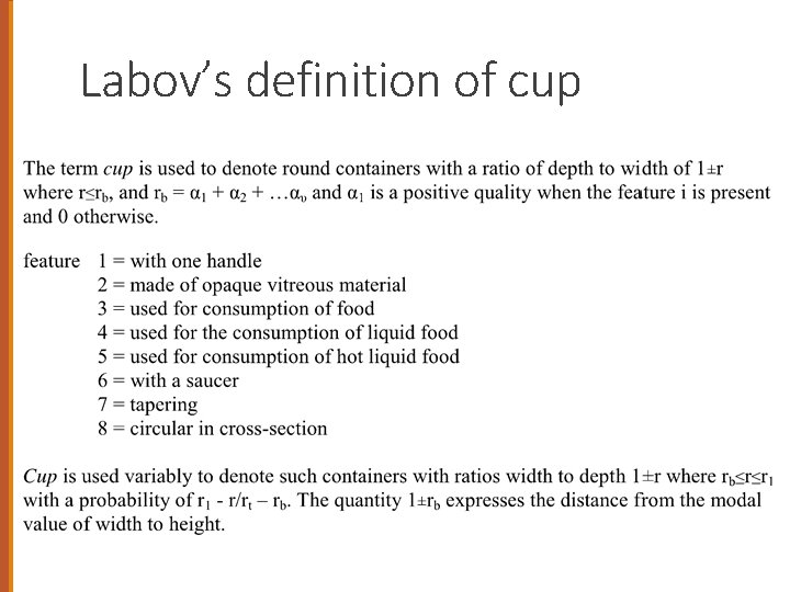 Labov’s definition of cup 