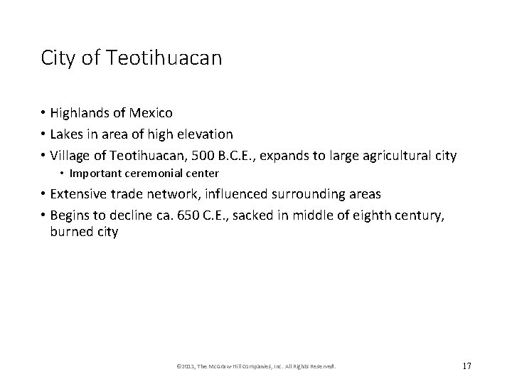 City of Teotihuacan • Highlands of Mexico • Lakes in area of high elevation