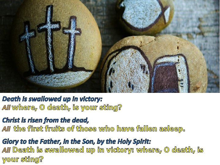 Death is swallowed up in victory: All where, O death, is your sting? Christ Death is swallowed up in victory: All where, O death, is your sting? Christ