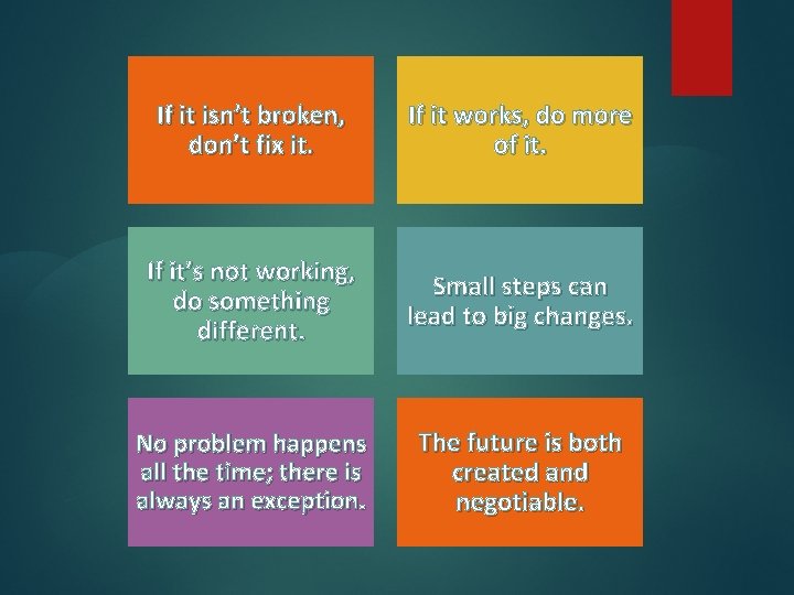 If it isn’t broken, don’t fix it. If it works, do more of it.