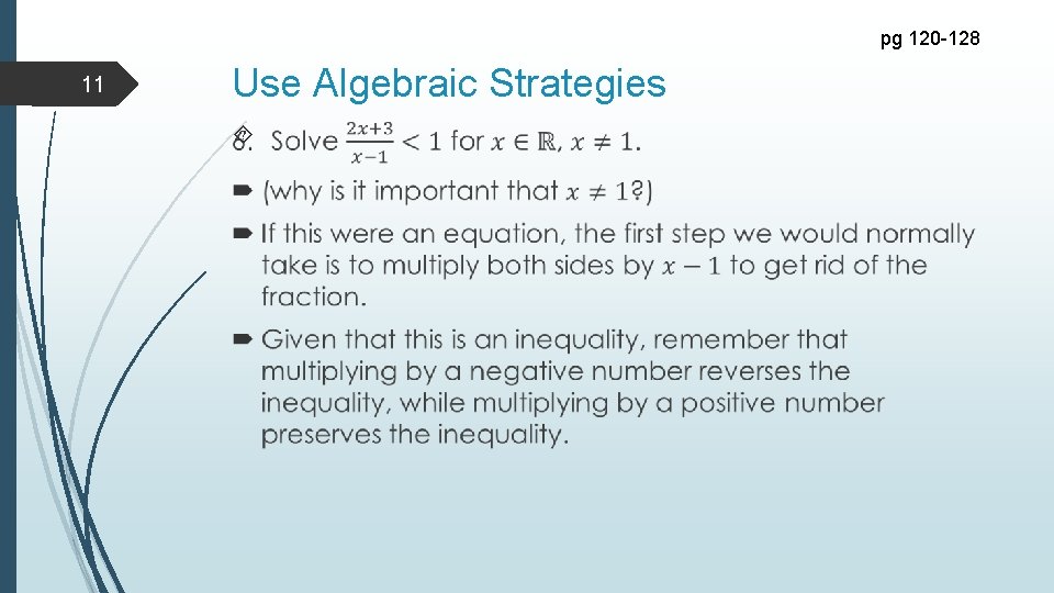 pg 120 -128 11 Use Algebraic Strategies 
