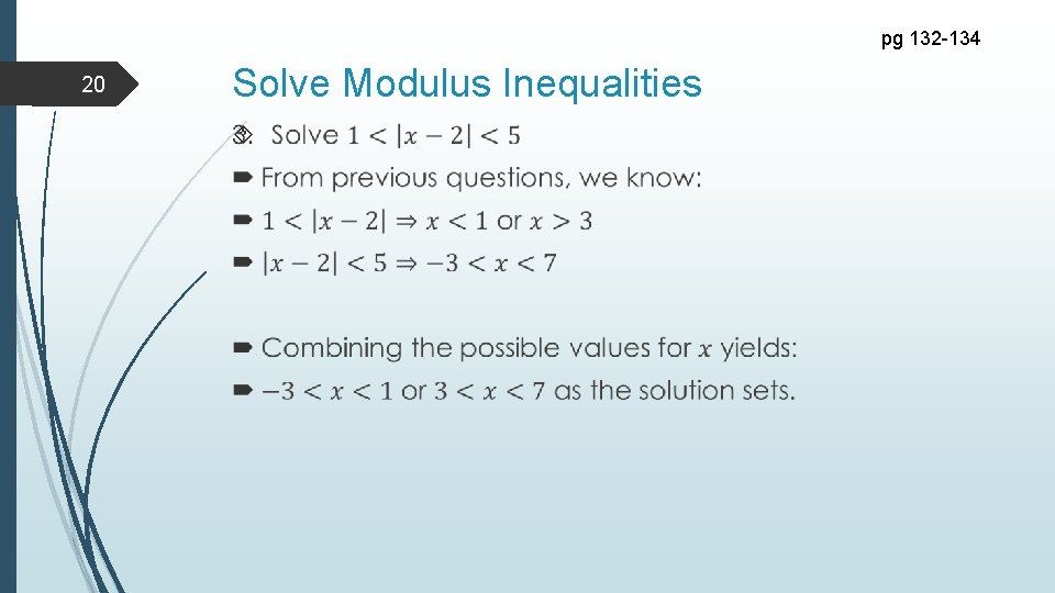 pg 132 -134 20 Solve Modulus Inequalities 