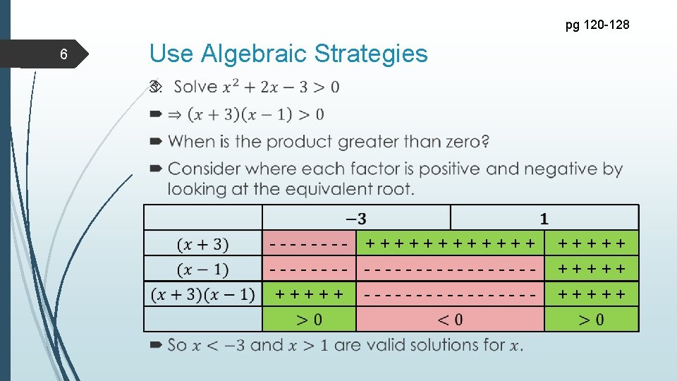pg 120 -128 6 Use Algebraic Strategies ---- ++++++ ------------+++++ --------- +++++ 