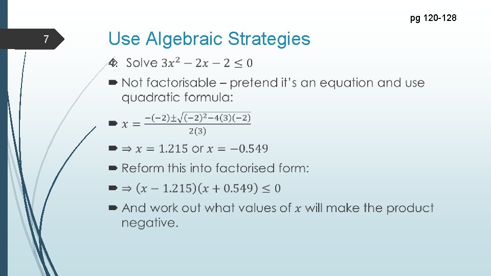 pg 120 -128 7 Use Algebraic Strategies 