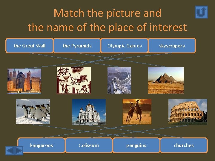 Match the picture and the name of the place of interest the Great Wall