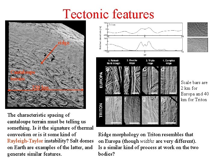 Tectonic features ridge Cantaloupe terrain 220 km The characteristic spacing of cantaloupe terrain must