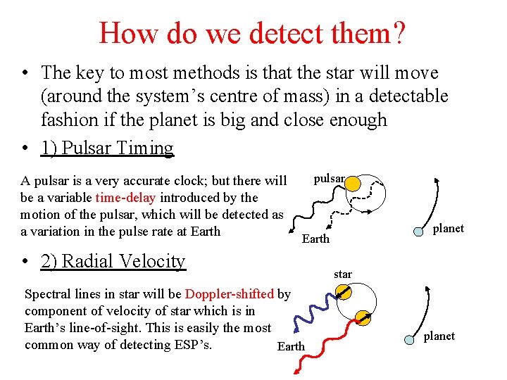 How do we detect them? • The key to most methods is that the