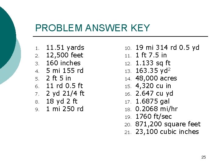 PROBLEM ANSWER KEY 1. 2. 3. 4. 5. 6. 7. 8. 9. 11. 51