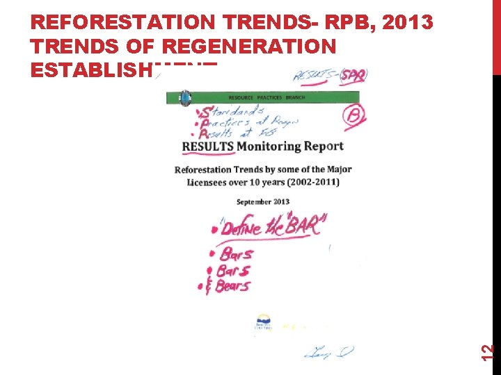 12 REFORESTATION TRENDS- RPB, 2013 TRENDS OF REGENERATION ESTABLISHMENT 