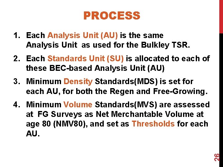PROCESS 1. Each Analysis Unit (AU) is the same Analysis Unit as used for