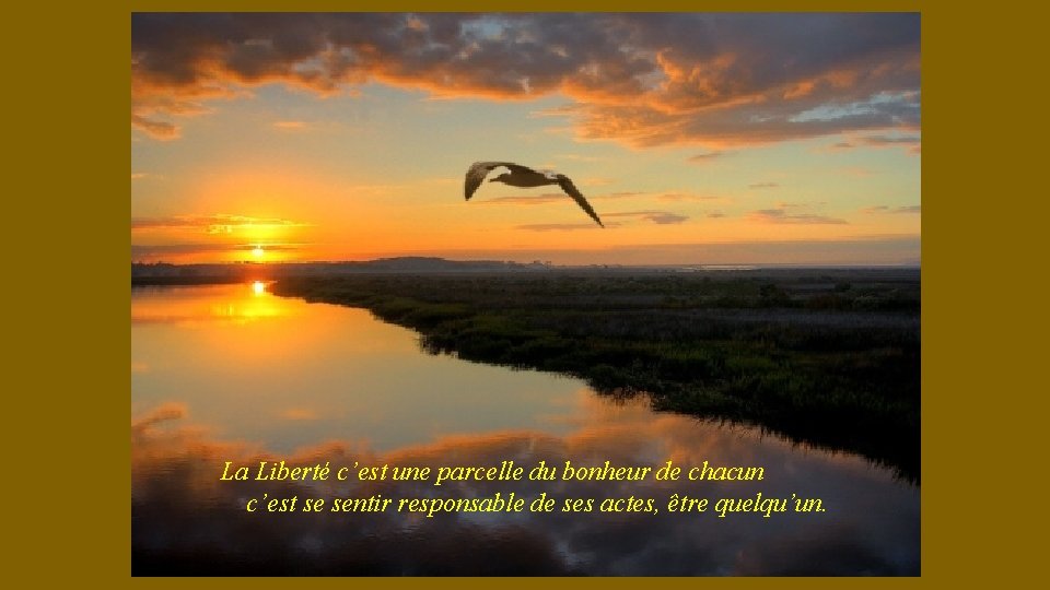 La Liberté c’est une parcelle du bonheur de chacun c’est se sentir responsable de