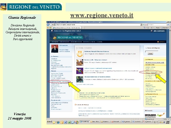 Giunta Regionale www. regione. veneto. it Direzione Regionale Relazioni internazionali, Cooperazione internazionale, Diritti umani