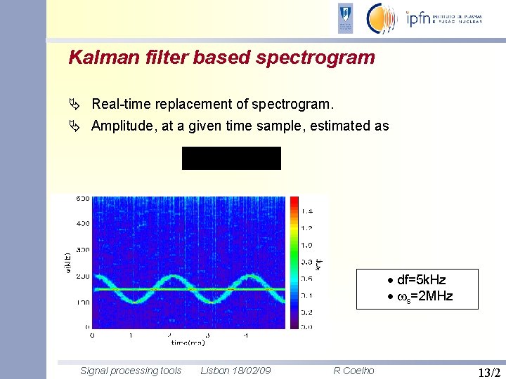 Kalman filter based spectrogram Ä Real-time replacement of spectrogram. Ä Amplitude, at a given