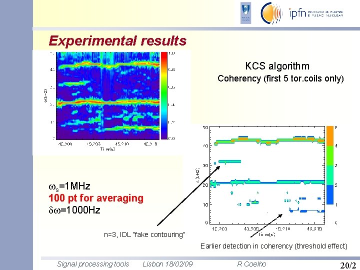 Experimental results KCS algorithm Coherency (first 5 tor. coils only) s=1 MHz 100 pt