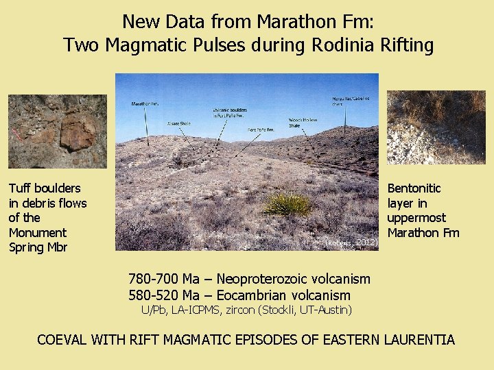 New Data from Marathon Fm: Two Magmatic Pulses during Rodinia Rifting Tuff boulders in