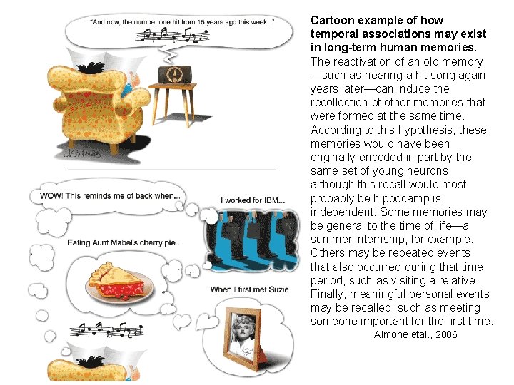 Cartoon example of how temporal associations may exist in long-term human memories. The reactivation