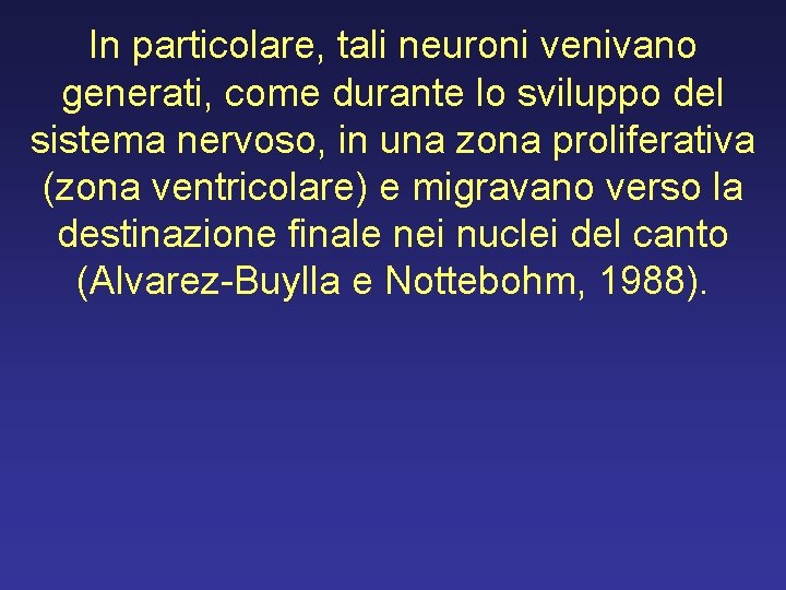 In particolare, tali neuroni venivano generati, come durante lo sviluppo del sistema nervoso, in