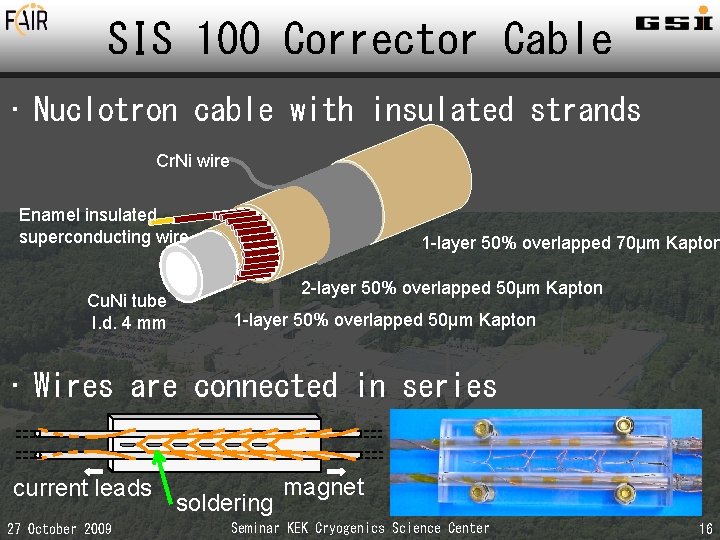 SIS 100 Corrector Cable • Nuclotron cable with insulated strands Cr. Ni wire Enamel