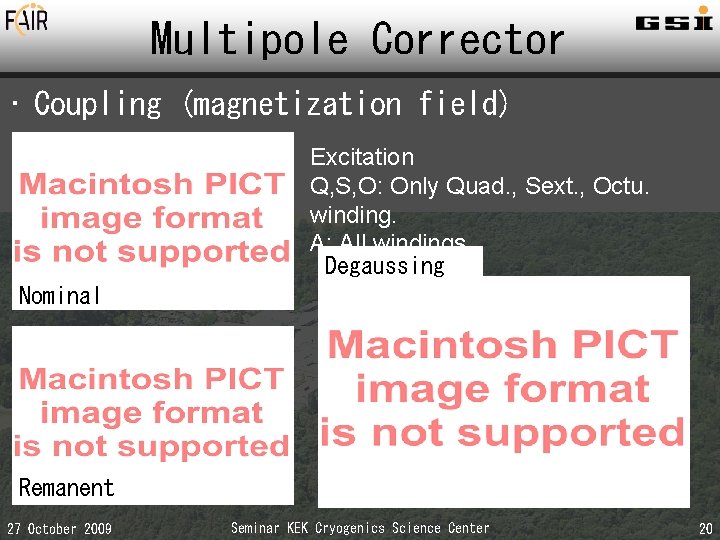 Multipole Corrector • Coupling (magnetization field) Excitation Q, S, O: Only Quad. , Sext.