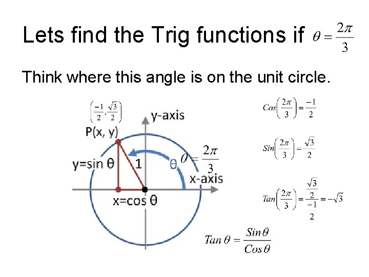 Lets find the Trig functions if Think where this angle is on the unit