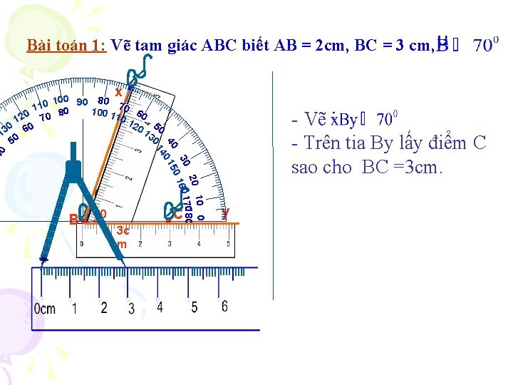 Bài toán 1: Vẽ tam giác ABC biết AB = 2 cm, BC =