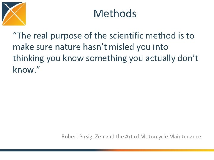 Methods “The real purpose of the scientific method is to make sure nature hasn’t