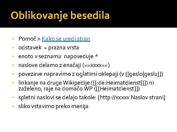 Oblikovanje besedila • • Pomoč > Kako se uredi stran odstavek = prazna vrsta