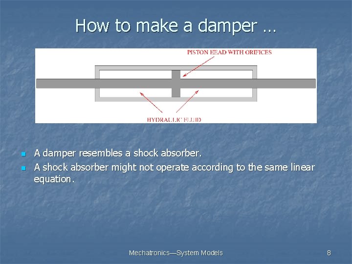 How to make a damper … n n A damper resembles a shock absorber. How to make a damper … n n A damper resembles a shock absorber.