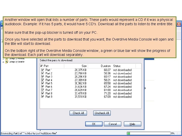 Another window will open that lists a number of parts. These parts would represent