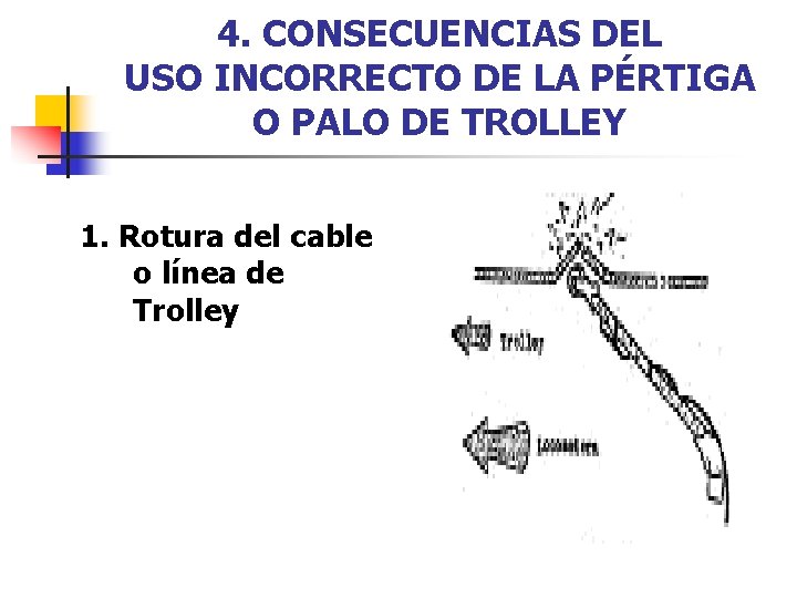 4. CONSECUENCIAS DEL USO INCORRECTO DE LA PÉRTIGA O PALO DE TROLLEY 1. Rotura