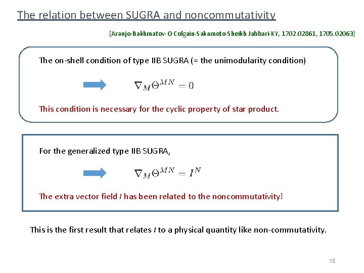 The relation between SUGRA and noncommutativity [Araujo-Bakhmatov-O Colgain-Sakamoto-Sheikh Jabbari-KY, 1702. 02861, 1705. 02063] The