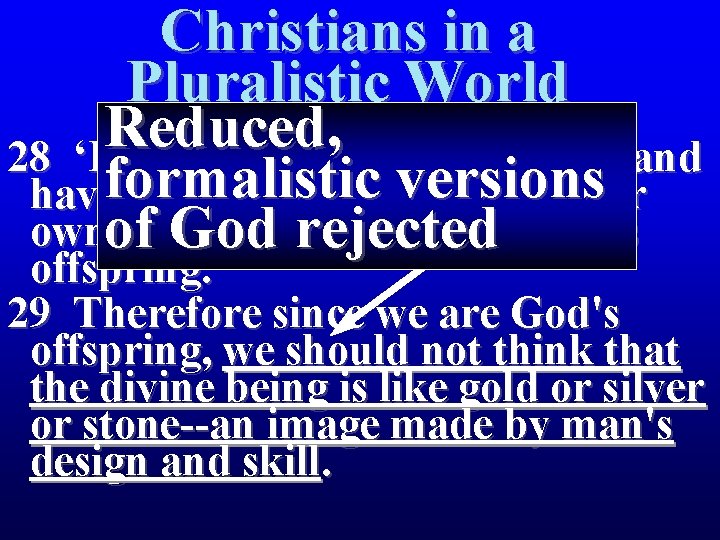 Christians in a Pluralistic World Reduced, 28 ‘For in him we live and move
