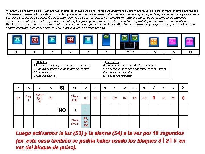 Realizar un programa en el cuando el auto se encuentre en la entrada de