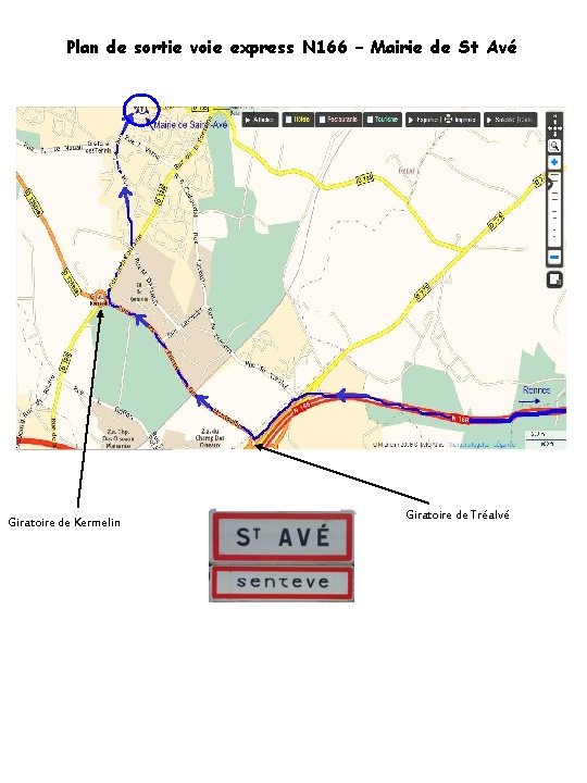 Plan de sortie voie express N 166 – Mairie de St Avé Giratoire de