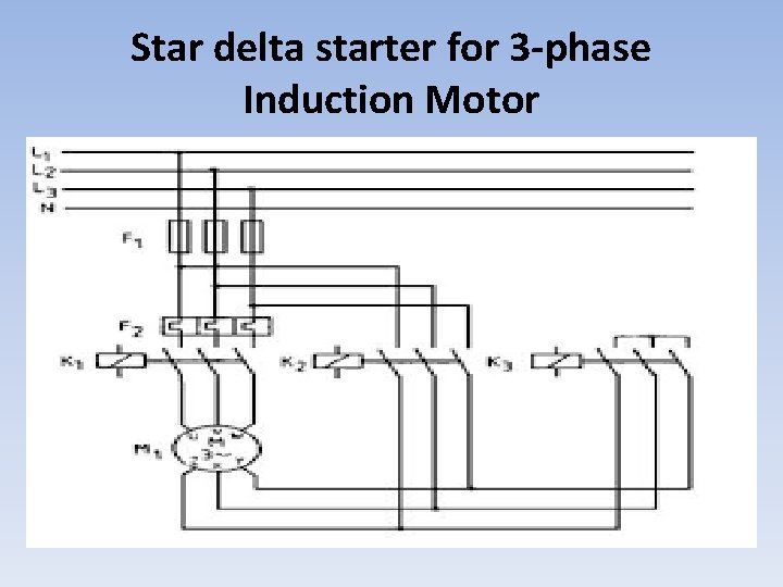 Star delta starter for 3 -phase Induction Motor 