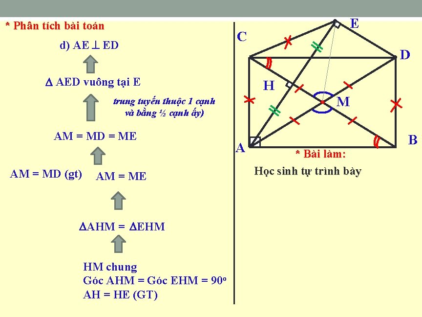 * Phân tích bài toán d) AE ED C D AED vuông tại E