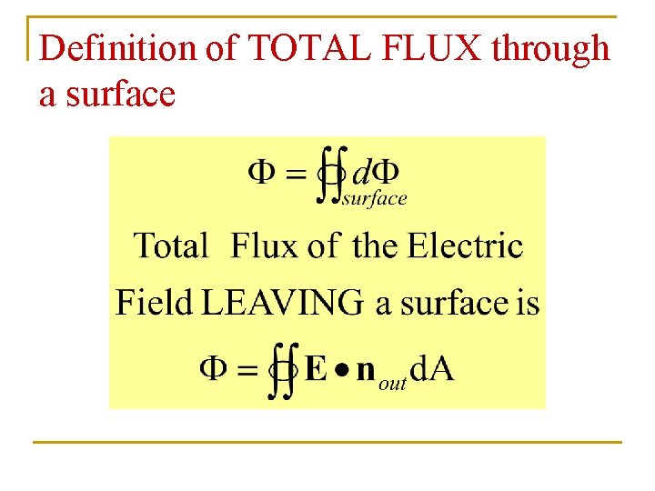 Definition of TOTAL FLUX through a surface 