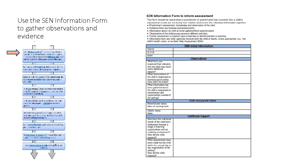 Use the SEN Information Form to gather observations and evidence 