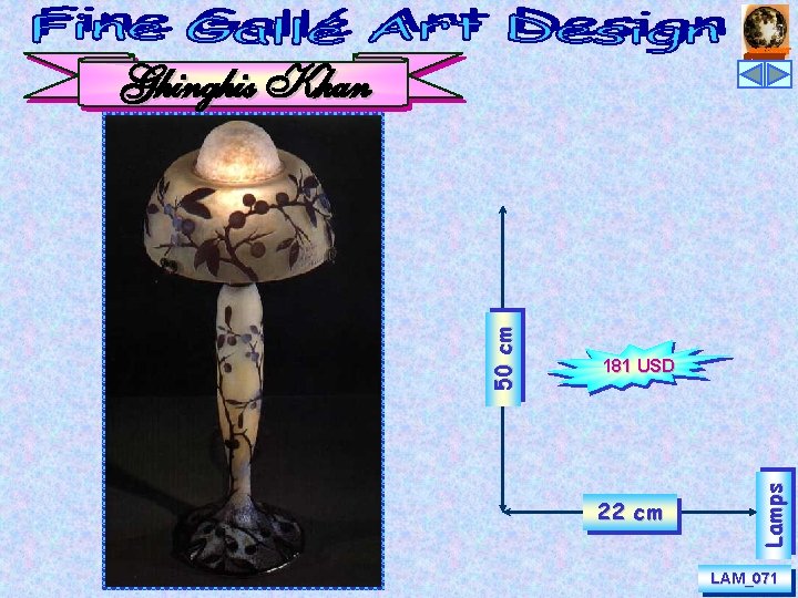 181 USD 22 cm Lamps 50 cm Ghinghis Khan LAM_071 