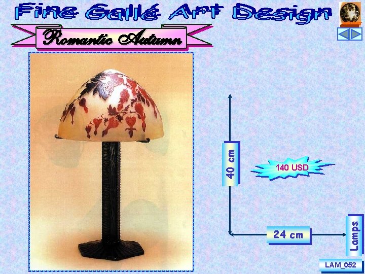 140 USD 24 cm Lamps 40 cm Romantic Autumn LAM_052 