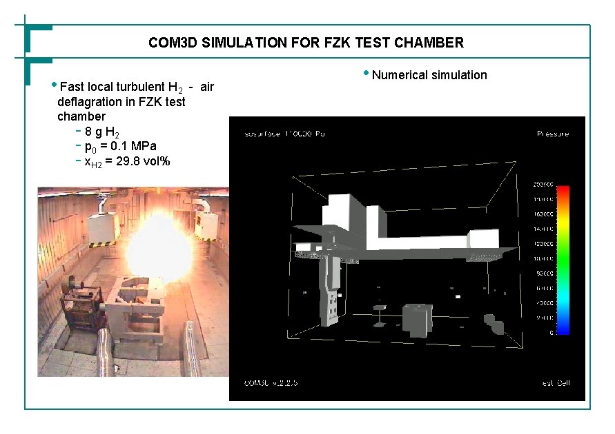 COM 3 D SIMULATION FOR FZK TEST CHAMBER • Fast local turbulent H 2